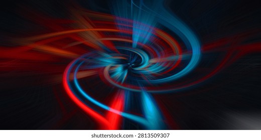 Abstract digital wallpaper featuring dynamic swirl effect with glowing red and blue light trails forming circular vortex motion on dark background perfect for creative design projects.