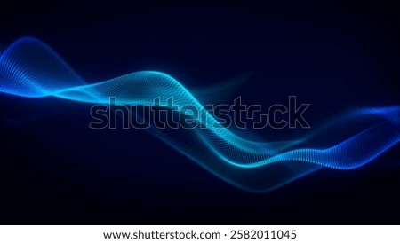 Abstract digital wave of blue particles on a dark background. Designed to represent futuristic technology, data visualization, or modern digital aesthetics.