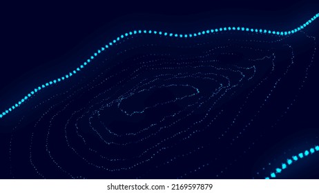 Abstract Digital Wave. Dynamic Wave Of Glowing Particles. Data Technology Background. 3d.