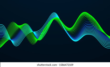 Abstract digital waves of particles. Sound wave element. Equalizer for music. Big data visualization. 3d illustration