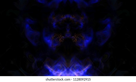 Abstract distorted background of an unknown creature. Color image with blue and black. Effect of 3D. Are placed in the offices of a psychologist. Recognize, Assumption and Elements.
