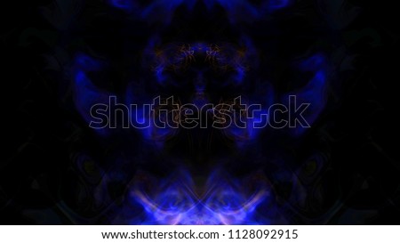 Abstract distorted background of an unknown creature. Color image with blue and black. Effect of 3D. Are placed in the offices of a psychologist. Recognize, Assumption and Elements.