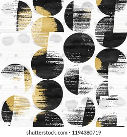 Abstract Distressed Dots Mixed Graphic Motif. Seamless Pattern.