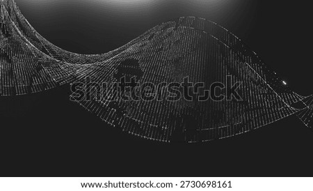 Abstract DNA helix made of binary numbers on dark gradient background, digital genetics data technology concept 3D render