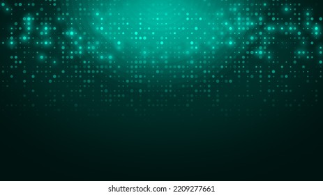 Abstract Dot Green Color Pattern Screen Led Light Gradient Texture Background. Technology Big Data Digital Concept. 3d Rendering.