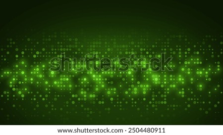 Abstract dot green color pattern screen led light gradient texture background. Technology big data digital concept. 3d rendering.