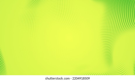 Abstract Dot Green Yellow Color Wave Pattern Screen Led Light Gradient Texture Background. Technology Big Data Digital Concept. 3d Rendering.