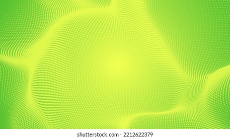 Abstract Dot Green Yellow Color Wave Pattern Screen Led Light Gradient Texture Background. Technology Big Data Digital Concept. 3d Rendering.