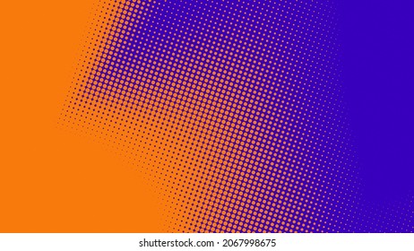 Abstract dot halftone orange purple colors pattern gradient texture background. Used for graphics summer pop art comics style.