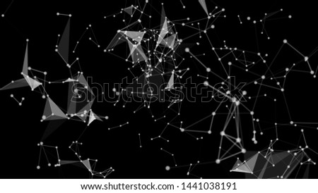 abstract dot with triangle line geometric illustration on black dark background
