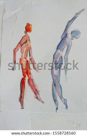 Abstract drawing of a dancing couple - ecstatic dance, free style, expressive dance, gender discussion