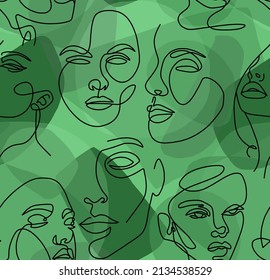 Abstract Drawing Female Faces White Lines Stock Illustration 2134538529