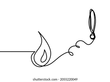 Abstract drop with exclamation mark as line drawing on white background