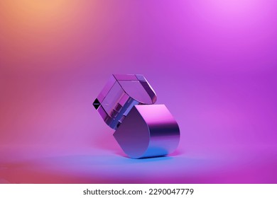 Abstract dynamic shape with ilghting smooth edges, sides. 3D illustration and rendering. Elegant line background.