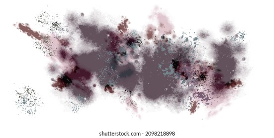 Abstract Dynamic Watercolor Understated Background With A Magenta Tint. Watercolor Spots And Specks On A White Background.