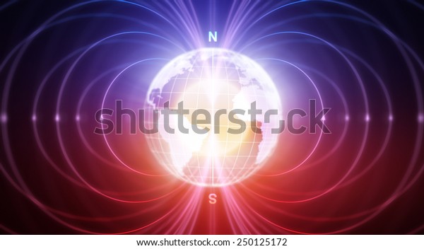 Abstract Earth with magnetic\
fields