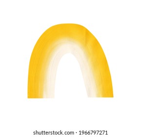 abstract egg yellow gradient arch hand drawn isolated on white. raster drawing the transition of a brush stroke from yolk yellow to white