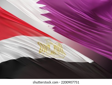 Abstract Egypt Flag, Next To Qatar Flag 3D Render(3D Artwork)