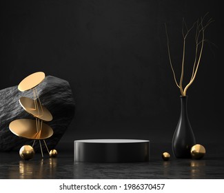 Abstract Elegance Luxury Golden Stage Podium 3d Rendering