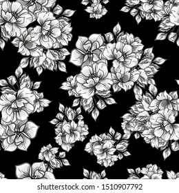 Black White Flower Pattern On Back Stock Vector (Royalty Free ...