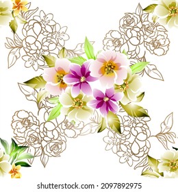 Abstract elegance seamless pattern with floral background