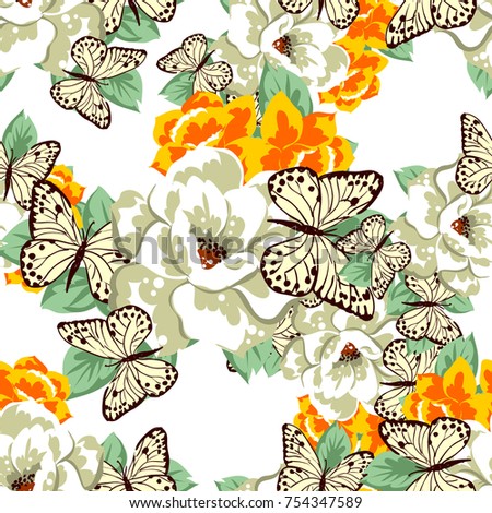 Abstract elegance seamless pattern with floral background