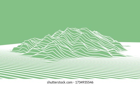 Abstract Elevation Contour Line Topography Strip Line For Concept About Minimal Mountain , Hill , Wave Form.