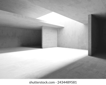 Abstract empty concrete interior. Minimalistic dark room design template. 3d rendering