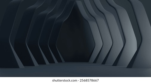 Abstract empty dark bakcground with light 3d rendering