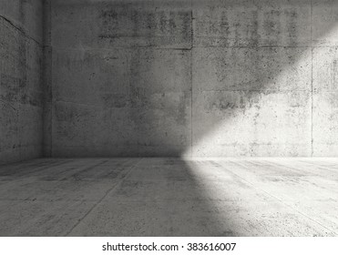 Abstract empty dark concrete room interior. 3d render illustration