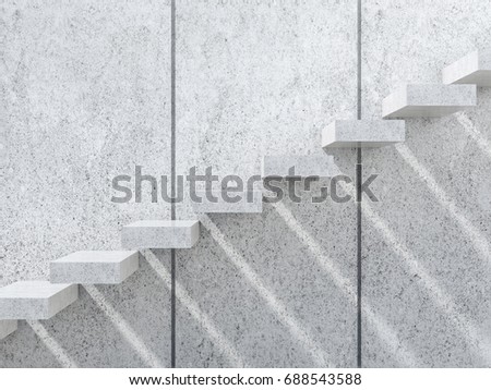 Abstract empty interior background. Concrete stairs with shadows on the wall. 3d illustration