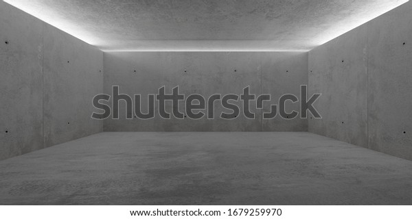 間接照明と天井と粗い床を持つ抽象的な空の現代的なコンクリートの部屋 産業用内部背景テンプレート 3dイラスト のイラスト素材