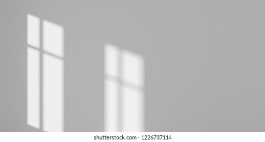 Abstract Of Empty Room Space With Sun Light Cast The Window Shadow On The Wall,Perspective Of Minimal Design Architecture. 3d Rendering	