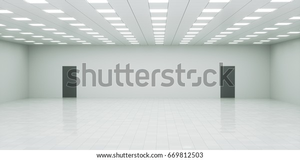 Abstract Empty White Interior Space Office Stockillustration