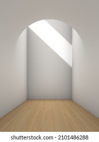 Abstract Empty, White Space With Sun Light And Vault Ceiling - 3D Illustration