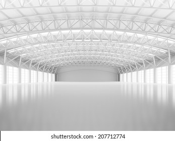 Abstract Empty White Warehouse Interior