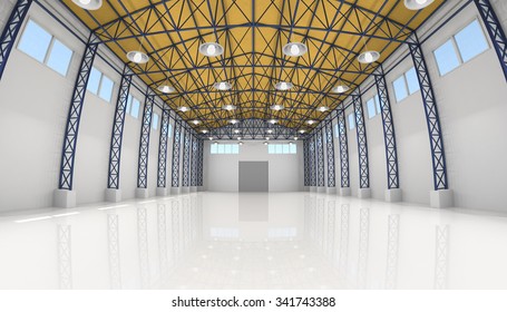 Abstract Empty White Warehouse Interior