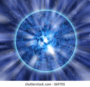 Abstract Energized Planet With Space Background