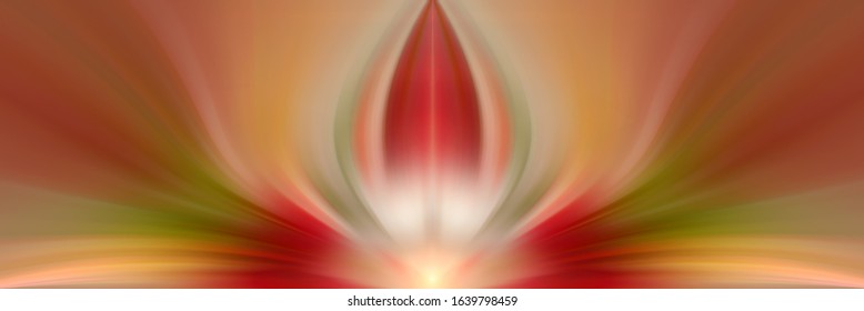 Abstract energy flower. Red and green background for text: yoga, aura, magic, hypnosis, meditation, dream, lotus, harmony. Mandala, esoteric - concept.