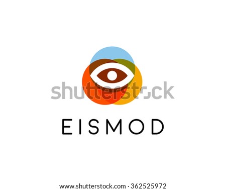Abstract eye logo design. Optical creative symbol. Universal icon. Video photo lens security sign.