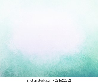 Abstract Faded Blue Background, Gradient White Into Blue Color, Foggy Top Border And Darker Teal Blue Grunge Texture Bottom Border