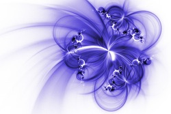 Abstract Fantastic Blue Flowers On White Background. Fantasy Fractal Texture. 3D Rendering.