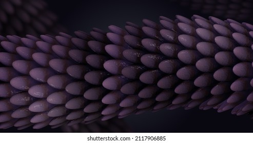 Abstract Fantasy Background With Purple Dragon Tail Moving. Shiny Reptile Scales Texture. 3D Illustration