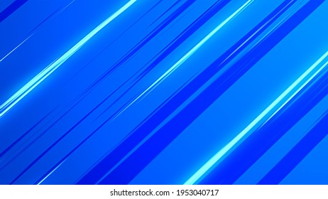 Abstract Fast Speed Lines Background Illustration. Creative Horizontal Light-speed Wallpaper. Colorful Gradient Blue Backdrop For Anime Or Manga Style. Modern Template For Graphic Or Banner Design. 