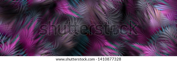 Abstract feather rainbow isolated on a black background. The Amazing fabric Abstract Background, colorful cute composition of feathers for greeting card, digital and textile print - Illustration