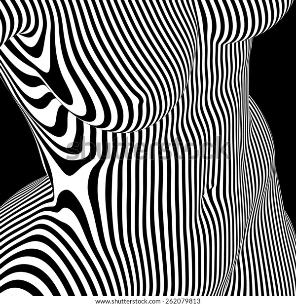 Abstract Female Nude In Op Art Style