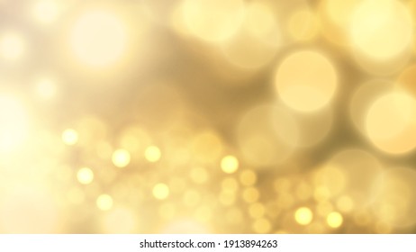 Abstract Festive Gold Background With Glowing Bokeh Lights.