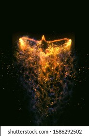 Abstract Fire Bird Flapping In The Dark