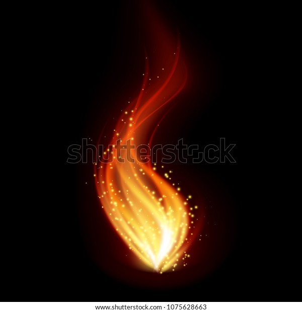 Abstract Fire Flames On Black Background Stock Illustration 1075628663