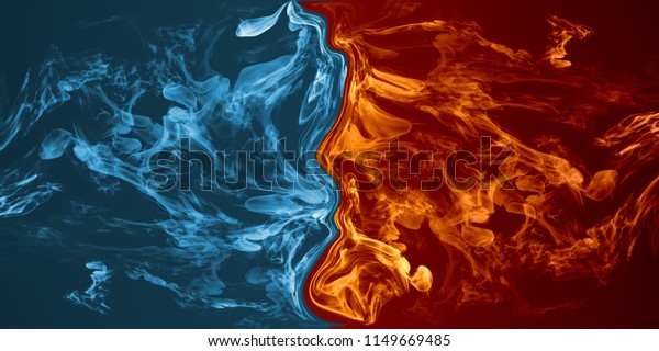互いの背景に抽象的な火と氷エレメント 熱と冷のコンセプト のイラスト素材